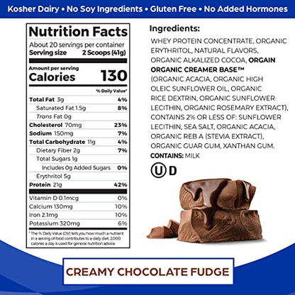 Orgain Whey Protein Powder, Creamy Chocolate Fudge - 21g Grass Fed Dairy Protein OrgainUS supplements