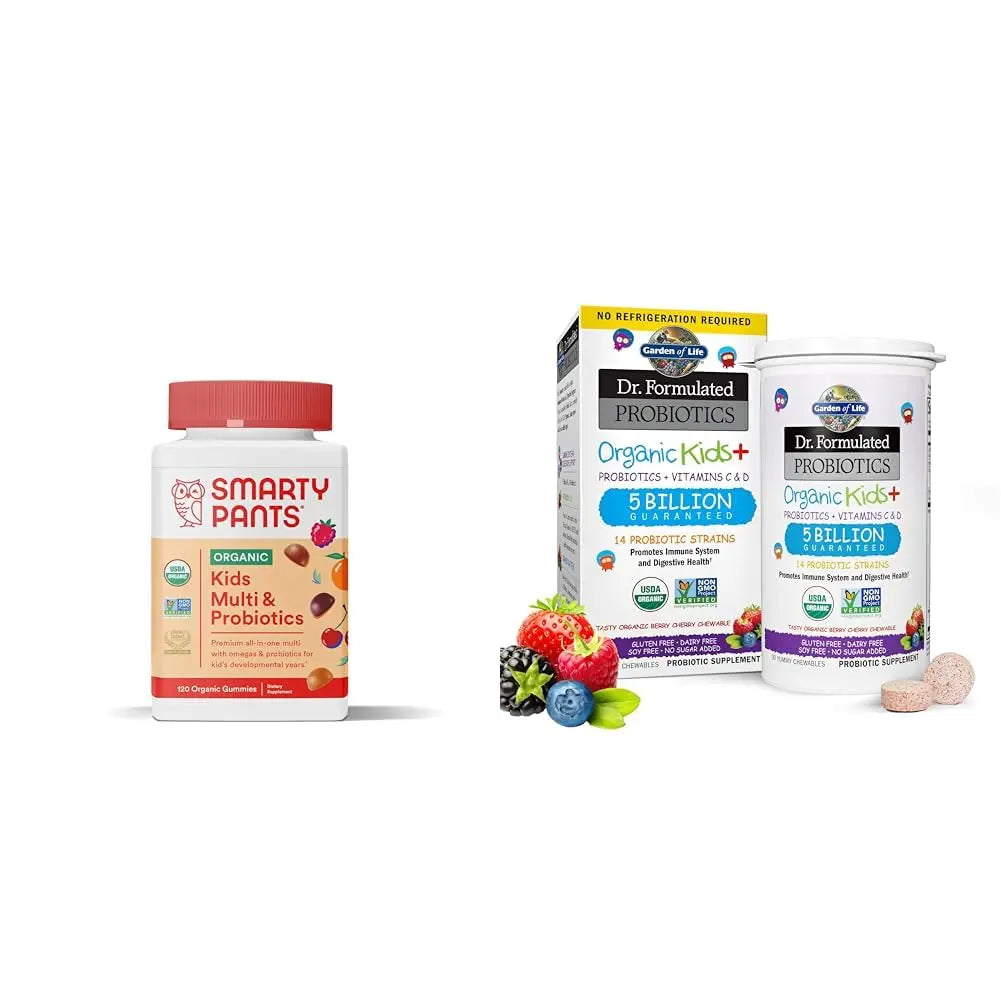 SmartyPants Organic Kids Multivitamin Gummies: Probiotics & Garden of Life Dr. Formulated Probiotics Organic Kids+ Plus Vitamin C & D - Berry Cherry - Gluten SmartyPantsAu supplements