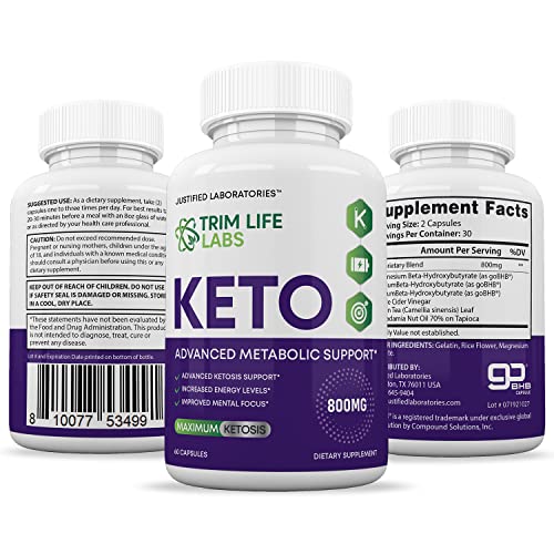 (5 Pack) Trim Life Labs Keto Pills Includes Apple Cider Vinegar Patented goBHB® Exogenou Justified LaboratoriesAu supplements