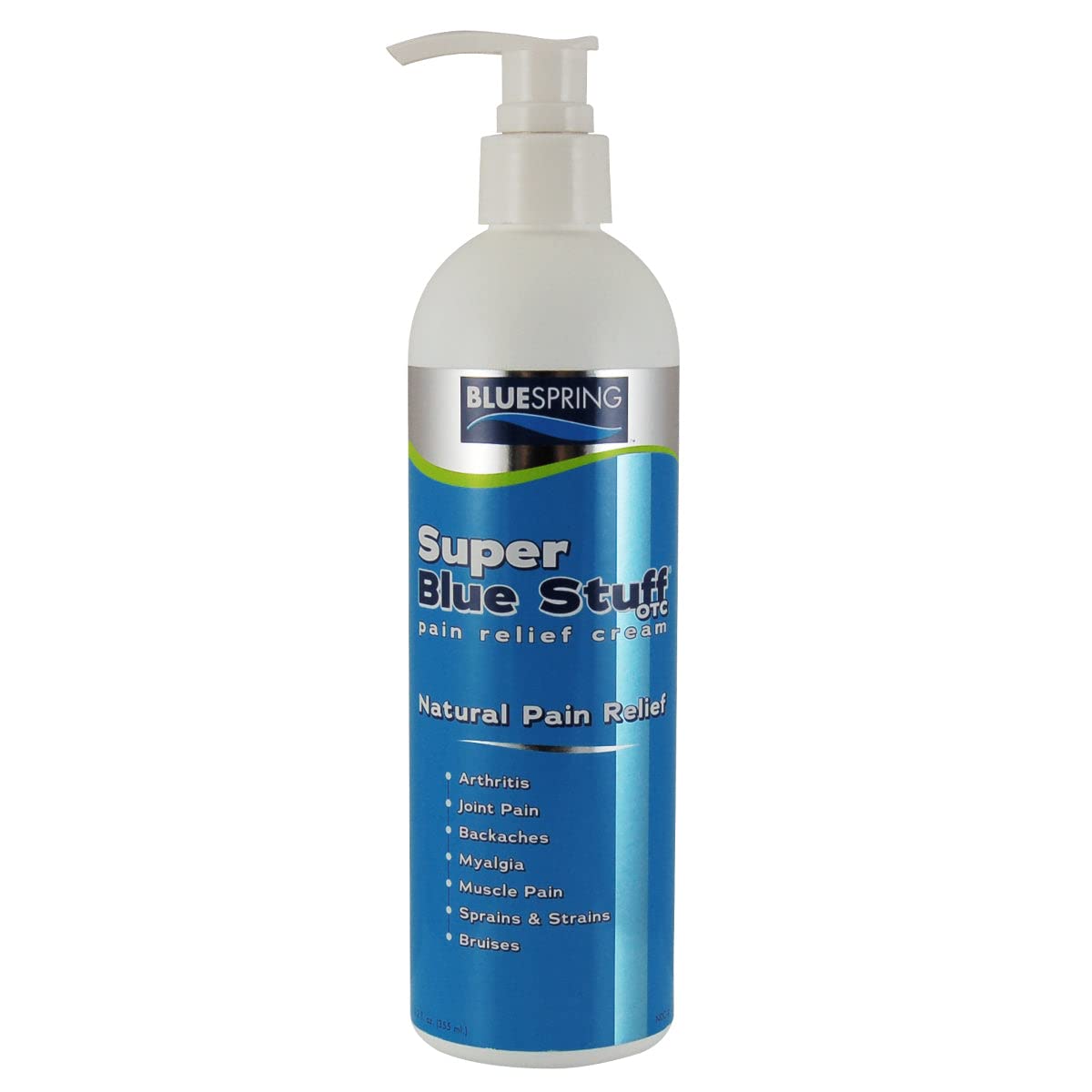 Super Blue Stuff OTC 12-oz. Pump Bottle - Natural, Made in USA, Paraben-free, Works in As Little As 5 Minutes for Joint/Muscle Pain, Backaches, Sprains/Strains, Bruises & Arthritis by Blue Spring Blue SpringAu supplements