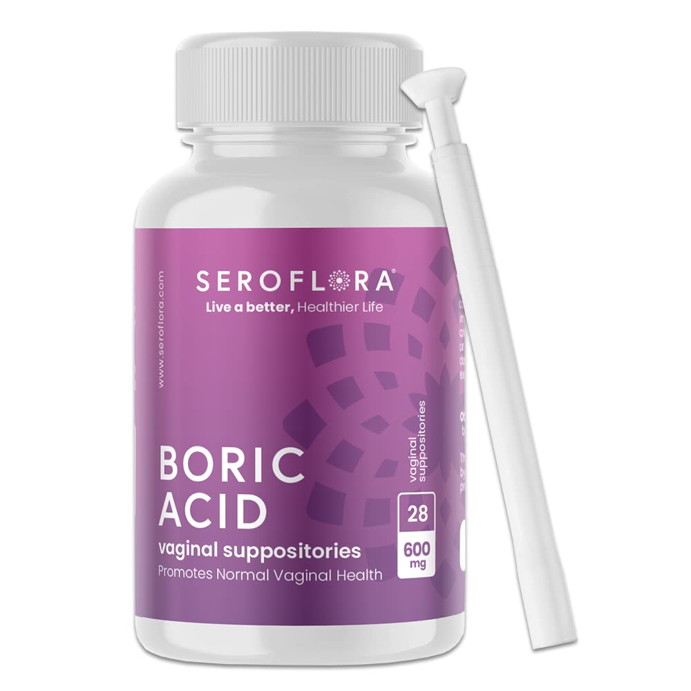 Seroflora Boric Acid Vaginal Suppositories for Women + 1 Suppository Applicator - Helps Support Vaginal Odor pH Balance, Yeast Infection and Bacterial Vaginosis SerofloraUS supplements