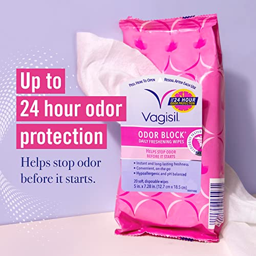 Vagisil Odor Block Daily Freshening Wipes for Feminine Hygiene in Resealable Pouch VagisilAu supplements