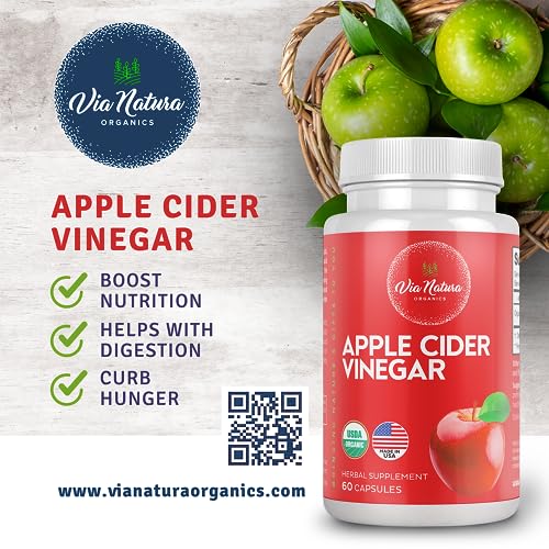 Via Natura Organics Apple Cider Vinegar Capsules 1000mg | Organic Herbal Supplement Via Natura OrganicsUS supplements