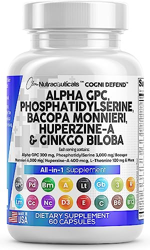 Alpha GPC Choline 300mg Phosphatidylserine 3000mg Bacopa Monnieri Clean NutraceuticalsUS supplements