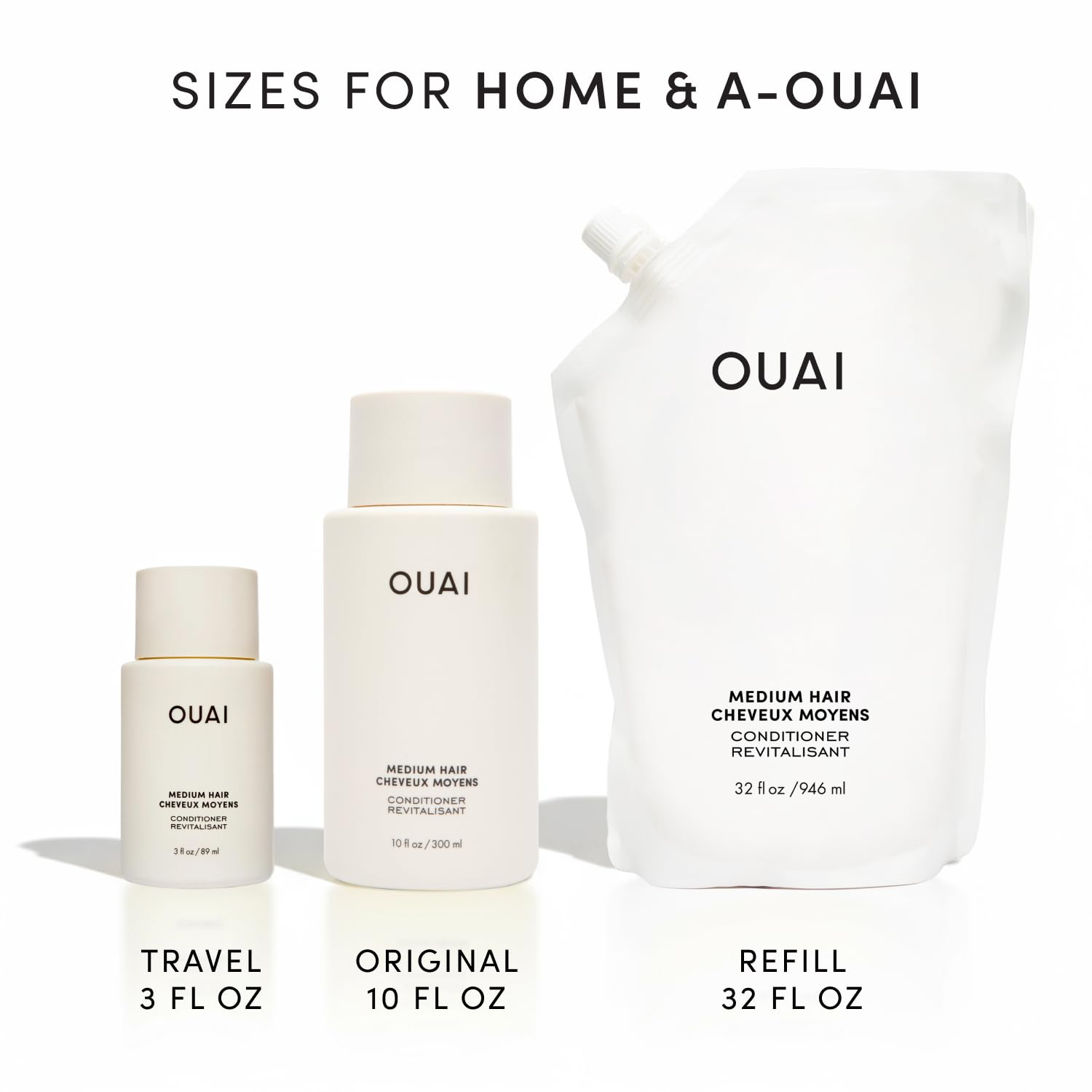OUAI Medium Conditioner Refill - Hydrating Hair Conditioner with Coconut Oil, Babassu Oil, and Keratin - Strengthens, Repairs and Adds Shine - Paraben and Phthalate Free Hair Care Products (32 Oz) OUAIAu supplements