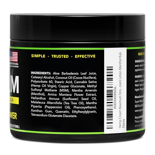 Super Natural Goods Hemp Cream with Hemp Oil, Turmeric, Arnica & Menthol – Botanical Cream with a Cooling Sensation for Localized Application (16oz) Super Natural GoodsAu supplements