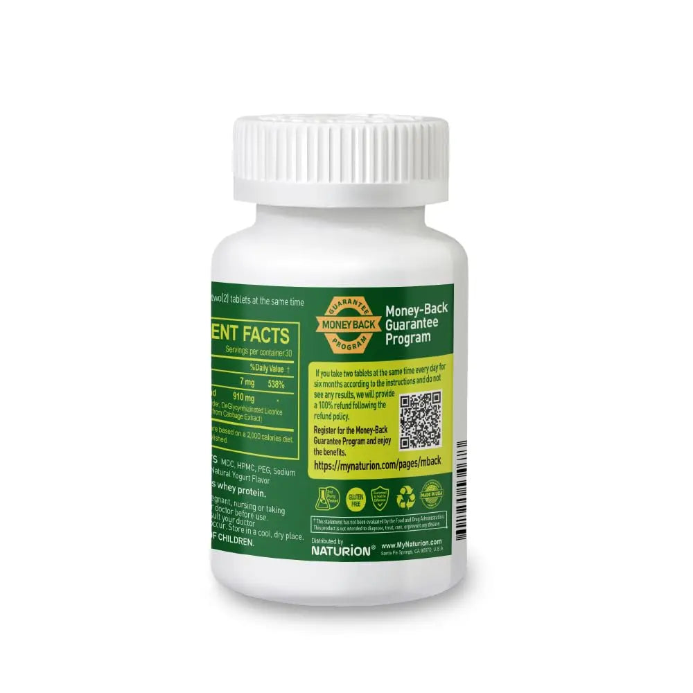 NATURION H. Pylori Support - Digestive Health Supplement with G-FOS Blend, Whey Protein, Licorice, Mastic Gum, Vitamin U, and Vitamin B2 - Stomach Comfort & Gut Balance - 60 Tablets, 30 Day Supply NATURIONnz supplements