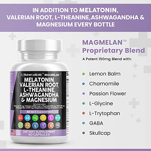 Melatonin 10mg Valerian Root 6000mg L Theanine 200mg Ashwagandha Clean NutraceuticalsUS supplements