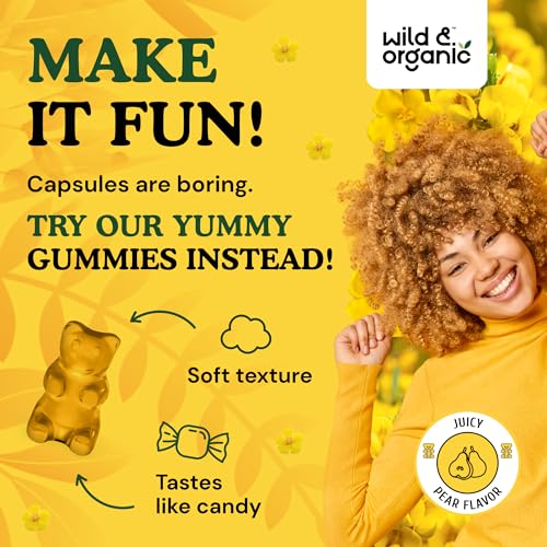 Wild & Organic Mullein Gummies - Daily Dietary Supplement for Respiratory, Digestive Wild & OrganicUS supplements