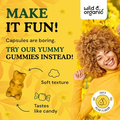 Wild & Organic Mullein Gummies - Daily Dietary Supplement for Respiratory, Digestive Wild & OrganicUS supplements