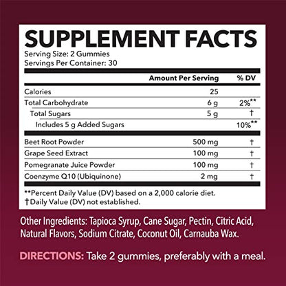 Beet Root + COQ10 Gummies Nitric Oxide Booster for Healthy Energy & Circulation Support HAVASU NUTRITIONUS supplements