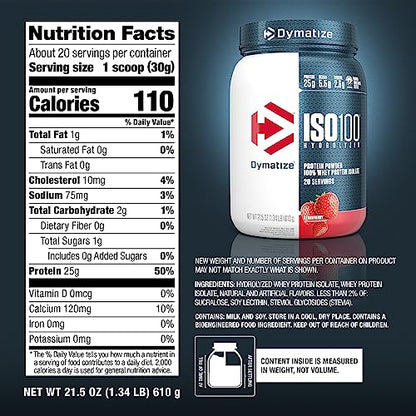 Dymatize ISO100 Hydrolyzed Protein Powder, 100% Whey Isolate Protein, 25g of Protein DymatizeUS supplements