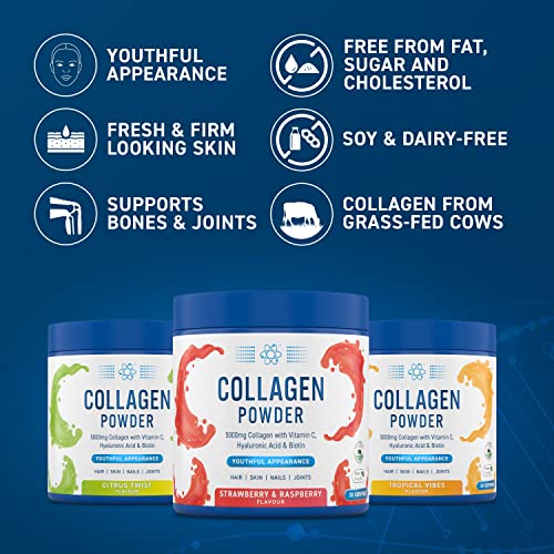 Applied Nutrition Collagen Powder - Strawberry & Raspberry Flavour - 5000mg Hydrolysed Bovine Flavoured Collagen Applied NutritionUS supplements