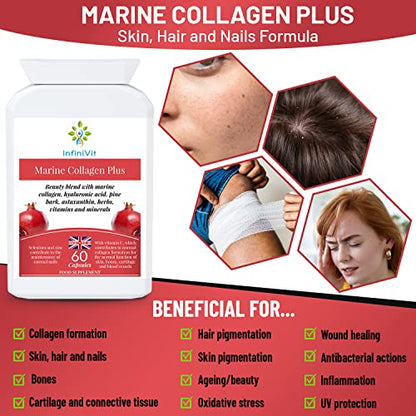 nfiniVit Marine Collagen Plus Blend Capsules - Hair Growth Enhancer with Enriched Vitamin C and Vitamin E InfiniVitUS supplements