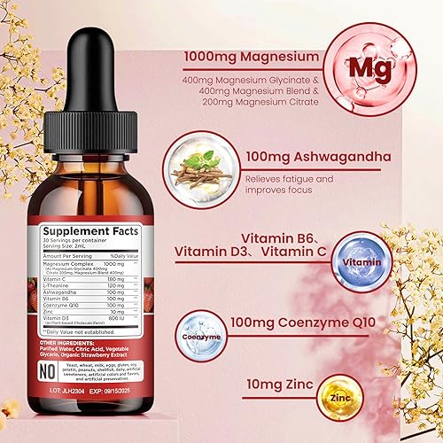 Triple Magnesium Complex Supplement, Magnesium Glycinate, Blend, Citrate Liquid Drops dilibAu supplements
