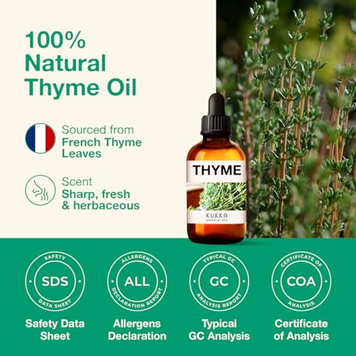 Kukka Thyme Essential Oil for Hair Thyme Oil for Skin - 100% Natural Thyme Essential Oil for Diffuser KUKKA essential oilsAu supplements