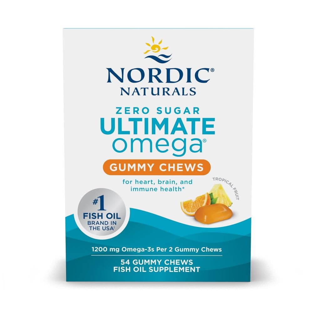 Nordic Naturals Zero Sugar Ultimate Omega Gummy Chews - Tropical Fruit - 54 Gummy Chews - Non GMO - Optimal Wellness - 27 Servings Nordic NaturalsAu supplements
