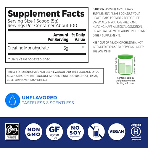 Orgain Creatine Monohydrate Micronized Powder, 100 Servings, Unflavored, Supports Muscle Growth, Post Workout Recovery and Brain Health, No Artificial Additives, for Men & Women, Vegan OrgainAu supplements