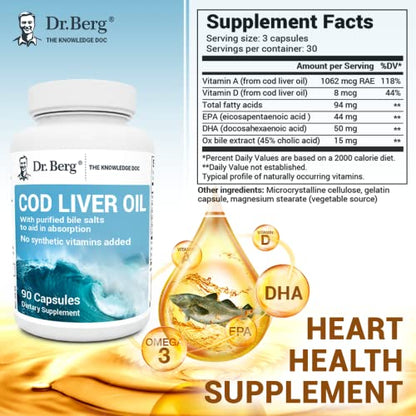 Dr. Berg Cod Liver Oil Capsules from Wild Caught Cod - No Smells or Bad Aftertaste Dr. Berg NutritionalsUS supplements