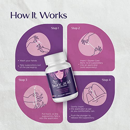 Queen Care - Boric Acid Suppositories, Boric Acid Suppositories for Feminine Care, Safe & All-Natural pH Queen CareAu supplements