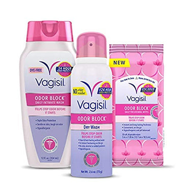 Vagisil Odor Block Multipack for Women, Daily Intimate wash, 20 Feminine Wipes, and Dry Wash VagisilAu supplements