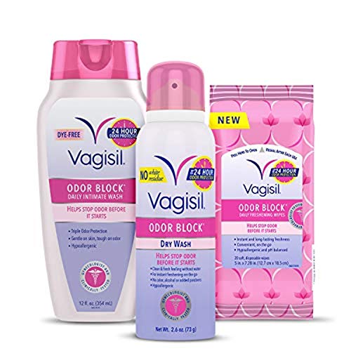 Vagisil Odor Block Multipack for Women, Daily Intimate wash, 20 Feminine Wipes, and Dry Wash VagisilAu supplements
