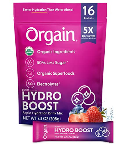 Orgain Organic Hydration Packets, Electrolytes Powder - Berry Hydro Boost OrgainUS supplements