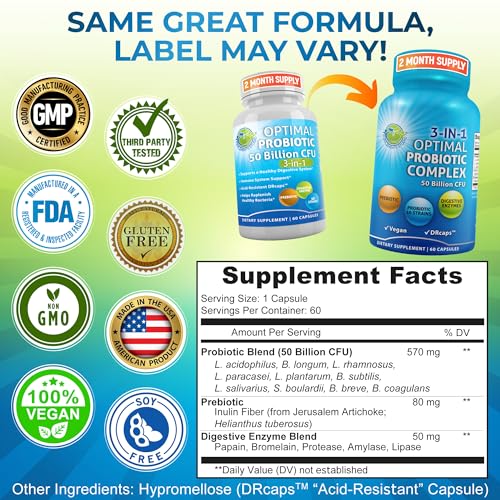 Probiotics with Digestive Enzymes and Prebiotic for Women and Men - 3-In-1 Vegan Probiotic SUPPLEMENTS STUDIOAu supplements