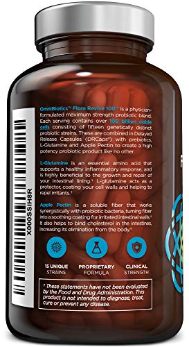 100 Billion Probiotics - 15-Strain Probiotic for Women & Men, DRCaps Delayed Release, Prebiotics, L-Glutamine, Apple Pectin, Gut Lining Support, Shelf Stable, Non-GMO, 60 Vegan Capsules for Adults OmniBioticsAu supplements