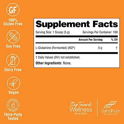 Sandhu's L-Glutamine - 100 Servings -Made in USA -500 Gram- Non-GMO- Amino Sandhu'sUS supplements
