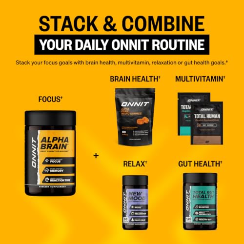 ONNIT Alpha Brain Nootropic Capsules for Men & Women, IGEN Non-GMO Tested Memory, Focus & Mental Clarity, with L-Theanine and Vitamin B6, 30 Count Each, Pack of 3 (90 Capsules) ONNITAu supplements