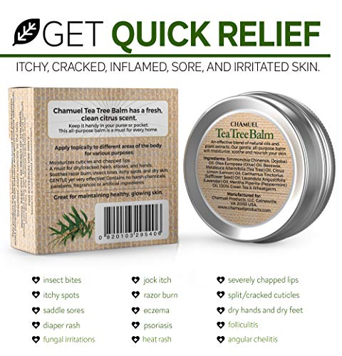 TEA TREE OIL BALM -100% All Natural | Great Cream for Soothing Irritations like Eczema ChamuelUS supplements