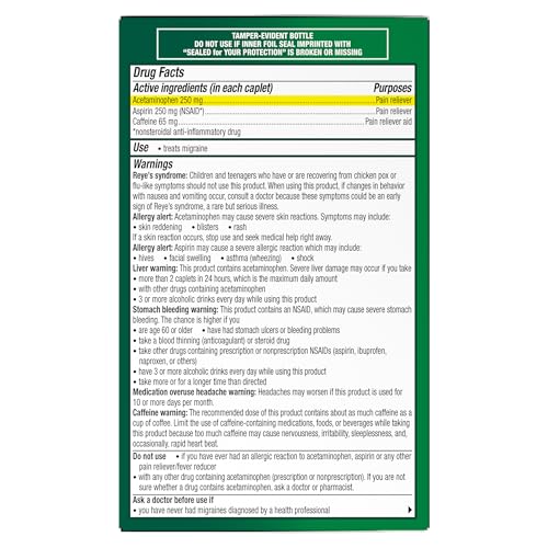 Excedrin Migraine Relief Caplets to Alleviate Migraine Symptoms - 200 Count ExcedrinAu supplements