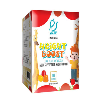 Actif Height Boost Mega Support for Kids 3-8 Years Old, Height Growth with 10+ Factors, 60 Gummies, Strawberry Flavor, Get Tall Fast Formula ACTIFAu supplements