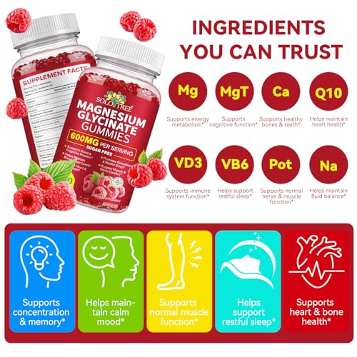 120 Count Magnesium Glycinate Gummies with L-Threonate（600mg Per Serving）,High Absorption Sugar Free Magnesium Potassium Supplement for Relaxation, Stress Relief, and Sleep Support for Adults & Kids WOJBALMNAu supplements
