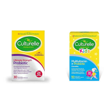 Culturelle Ultimate Strength 20 Billion CFU Probiotic Plus Kids Complete Multivitamin with 11 Vitamins and Minerals Chewables, 50 Count CulturelleAu supplements