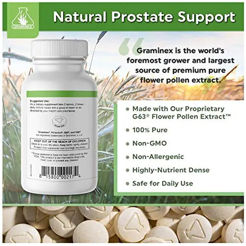 Graminex PollenAid Prostate Supplement: All Natural Prostate Support for Bladder Control & Urinary Tract Health, Rye Pollen Extract Made in USA, 200 Tablets (Pack of 2) GraminexAu supplements