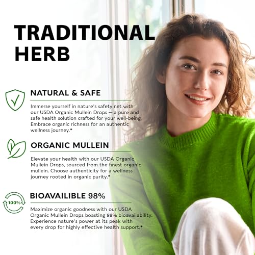 USDA Organic Mullein Drops for Lungs - Mullein Leaf Extract Supplement - Made in USA NUTRAHARMONYAu supplements