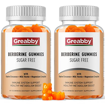 GREABBY Berberine Gummies 1200mg with Ceylon Cinnamon, Milk Thistle & Magnesium GREABBYUS supplements
