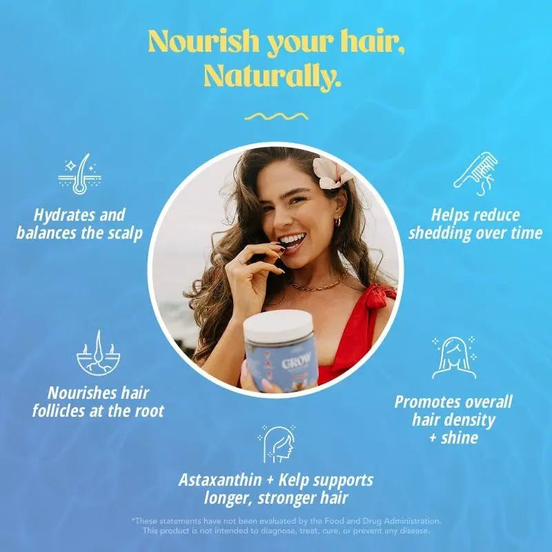 Akasha Superfoods Grow Hair & Beauty Gummies, Supplement with Zinc, Vitamin E, Astaxanthin, Kelp, & Pumpkin Seed, Plant Based Gummies for Women & Men Akasha SuperfoodsAu supplements
