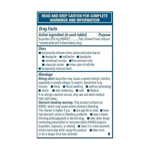 Advil Pain Reliever and Fever Reducer, Ibuprofen 200mg for Pain Relief - 50 Coated Tablets AdvilAu supplements
