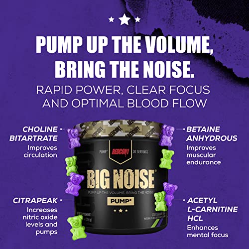 REDCON1 Big Noise Non Stim Preworkout, Sour Gummy Gear - Betaine Anhydrous & Acetyl L REDCON1US supplements