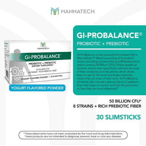 Mannatech Prebiotics and Probiotics, 30 Slimsticks, Yogurt Flavor, GI-ProBalance w/MannaBiotic Blend MannatechAu supplements