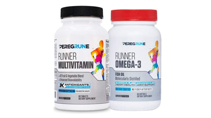 PEREGRUNE Runner Multivitamin & Omega 3 Bundle (1 Month Supply) | Antioxidants for Health & Recovery | Vitamin B Complex for Endurance, Energy, VO2 Max | Joints & Heart: 1,000mg Fish Oil PEREGRUNEUS supplements