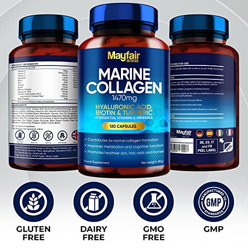 Mayfair Nutrition Marine Collagen 120 High Strength Capsules 1470mg Complex with Hyaluronic Acid Mayfair NutritionAu supplements