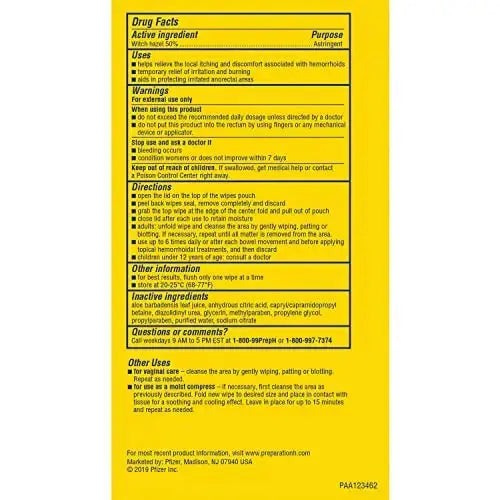 Preparation H Hemorrhoid Flushable Wipes with Witch Hazel for Skin Irritation Relief - 96 Count Preparation HAu supplements