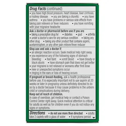 Excedrin Migraine Relief Caplets for Migraine Symptoms, Acetaminophen 250mg, Aspirin 250mg, Caffeine 65mg, Pain Reliever, 24 Count ExcedrinAu supplements