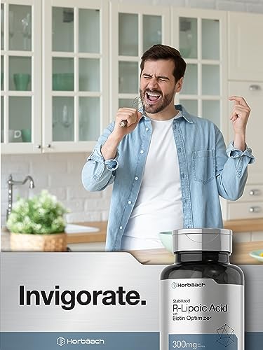 Stabilized R-Lipoic Acid 300mg | 60 Capsules | with Biotin Optimizer | Non-GMO, Gluten HorbäachUS supplements