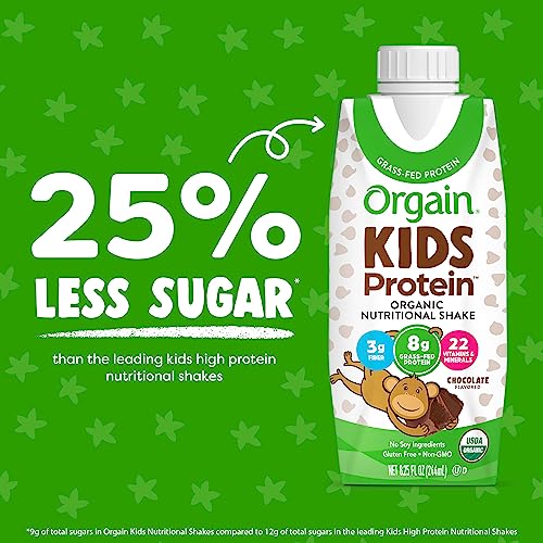 Orgain Organic Kids Nutritional Protein Shake, Chocolate - Kids Snacks with 8g Dairy OrgainUS supplements