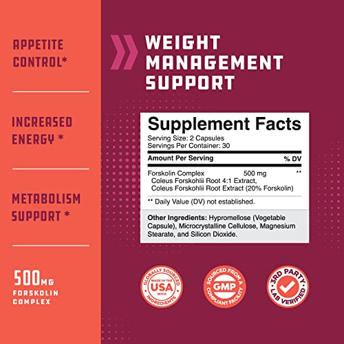 Pure Forskolin Extract for Weight Loss Supplement Powerful Antioxidant - Maximum Strength Natures CraftUS supplements
